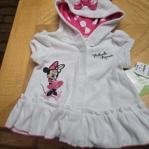 Disney White and Pink Minnie Mouse Hooded Dress